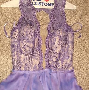 Lace lavender sleeveless formal prom dress
